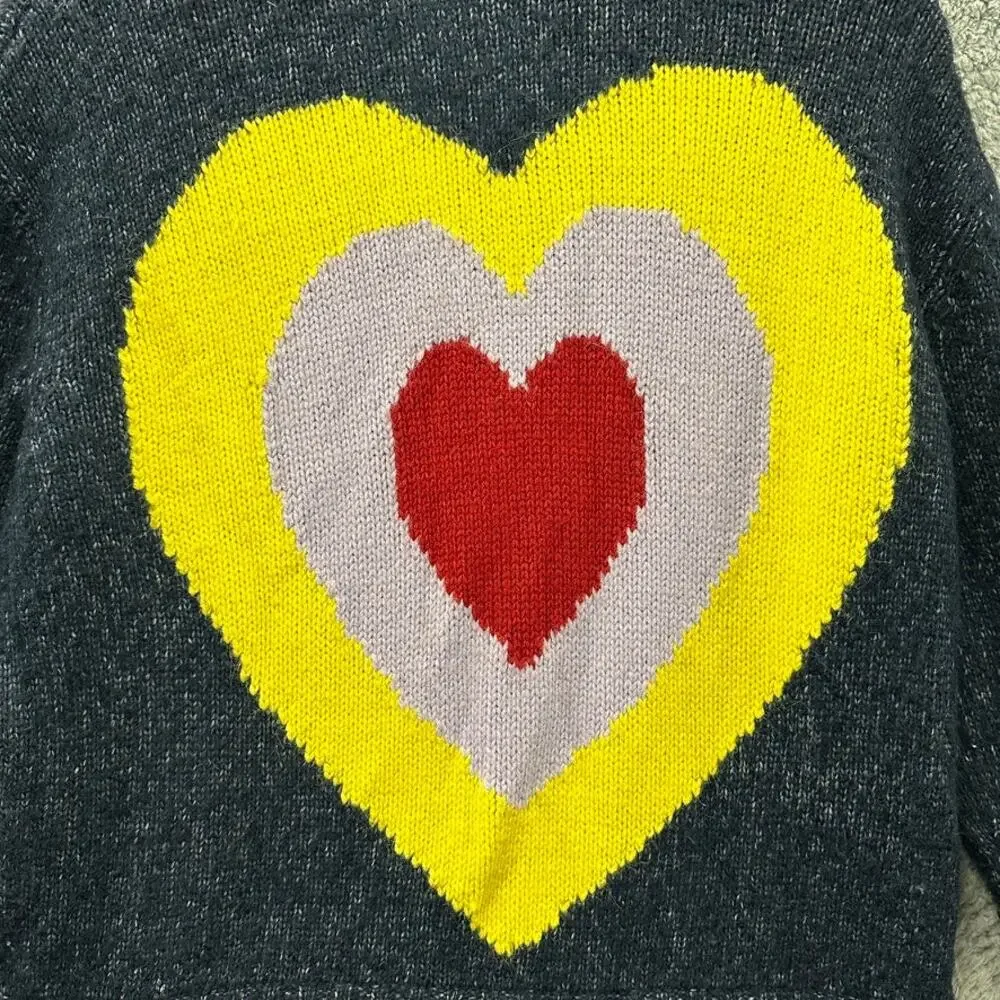 Urban Outfitters Ecoté Small Full Zip Bomber Sweater Large Heart‎ Design on Back